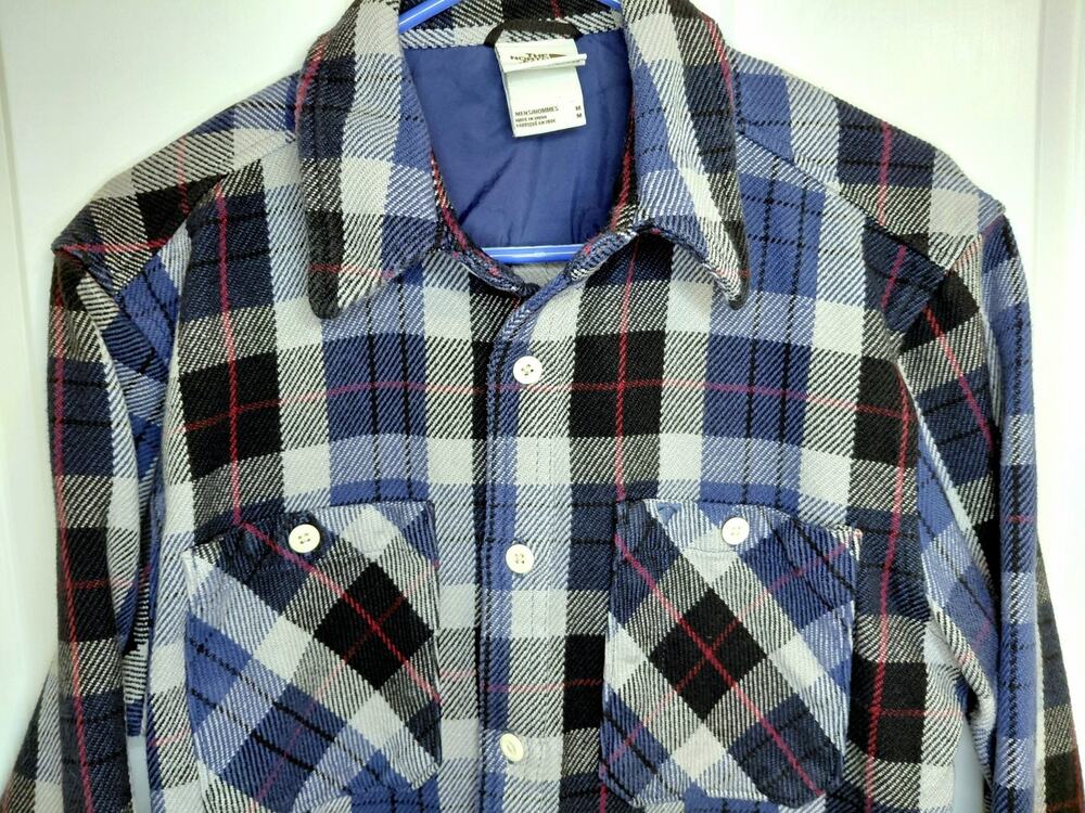 The North Face Valley Twill Flannel Shacket Mens S/M Blue Plaid Heavy Cabincore